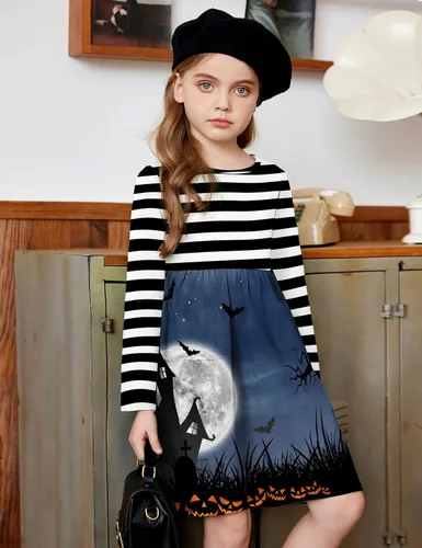 Vista 6 de Arshiner Vestido de manga larga de color sólido casual con bolsillo para niñas pequeñas