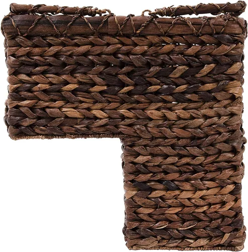 Vista 10 de Creative Co-Op Cesta de Escalera Tejida de Cuerda Bankuan con Asas, Negro