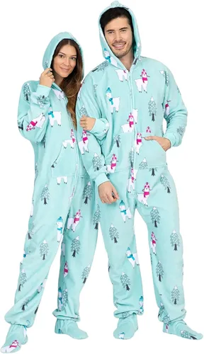 Vista 3 de Footed Pajamas - Enterizo con capucha a juego para la familia Suéteres de una pieza para niños, niñas, hombres, mujeres y mascotas, unisex, Candy