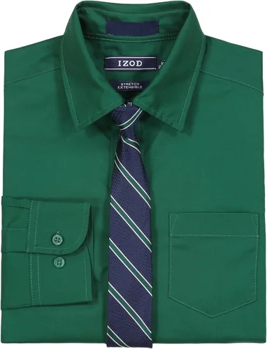 Vista 2 de IZOD Camisa de vestir de manga larga con cuello abotonado y bolsillo en el pecho para niños pequeños