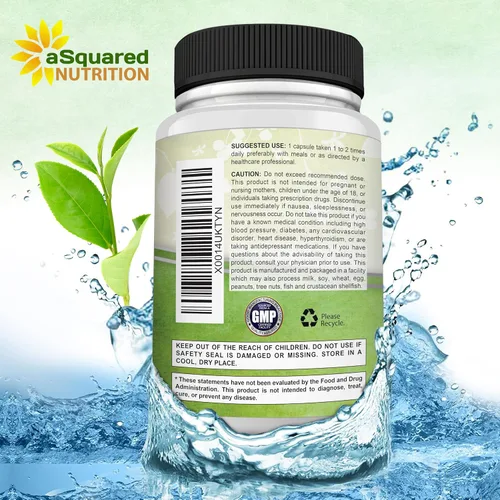 Vista 7 de Suplemento de extracto de té verde con EGCG – 180 cápsulas – Max Potency quemador de grasa de té verde 500 mg pastillas para pérdida