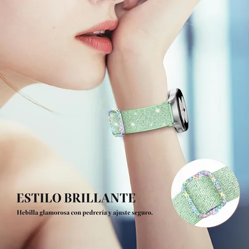 Vista 4 de LETOID Correas para Samsung Galaxy Watch para Mujeres, Correa de Nylon Elástica con Brillos Diseñada para Samsung Galaxy Watch 8/7/6/5/4/FE, Active