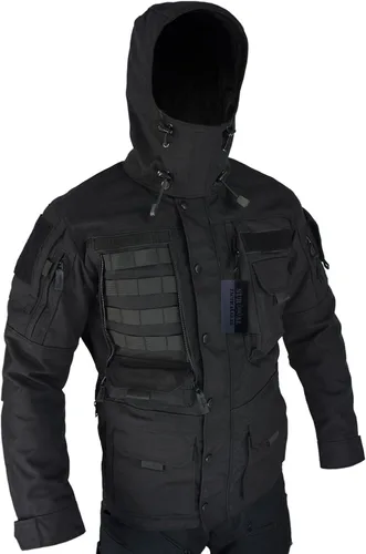 Vista 4 de Chaqueta táctica del ejército con capucha de múltiples bolsillos, abrigo de caza Molle militar, chaquetas de concha dura, ropa de abrigo