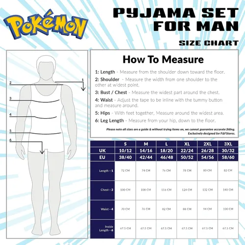 Vista 6 de Pokemon Conjunto de pijama para hombre, camiseta y pantalones largos, ropa de descanso para hombres y adolescentes, tallas S-3XL, regalos para él