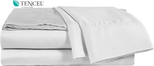 Vista 8 de Juego de sábanas 100% Tencel, 4 piezas con bolsillos profundos de hasta 18 pulgadas, lujosamente frescas, súper suaves y sedosas de tejido de satén