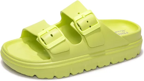 Vista 60 de FUNKYMONKEY - Sandalias bajas cómodas para mujer, hechas de etilvinilacetato, ajustables con hebilla doble