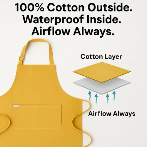 Vista 9 de Delantal de cocina 100% algodón con 2 bolsillos, delantal de chef ajustable para cocinar, hornear barbacoa, delantal unisex