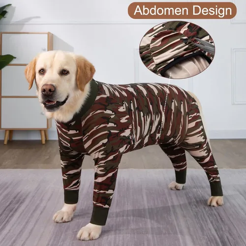 Vista 6 de Traje de recuperación para perros grandes y medianos después de la cirugía, mameluco antilameduras suave y transpirable para perros, alternativa al