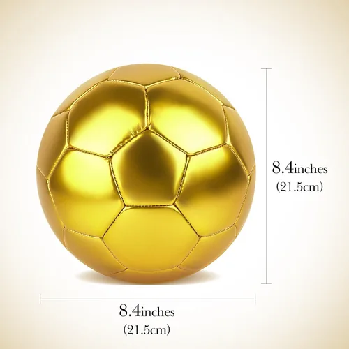 Vista 2 de Linkidea Balón de fútbol de color dorado tamaño 5, pelota de fútbol dorada de tamaño oficial, idea de regalo para fútbol de estilo libre y malabares