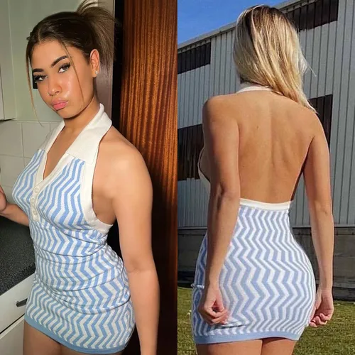 Vista 3 de acelyn Vestido sexy para mujer, ajustado, sin mangas, cuello en V, sin mangas, mini vestido