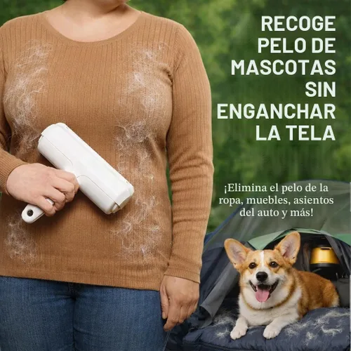 Vista 7 de Rodillo removedor de pelo de mascotas reutilizable – Rodillo manual resistente para pelos de perros y gatos – Muebles, sofá, alfombra, alfombras