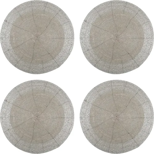 Vista 11 de Cargador de cuentas redondas de 13 pulgadas gris antiguo y borde circular - Manteles individuales navideños y festivos Gris envejecido