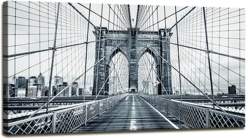 Vista 14 de DZL Art A74769 - Impresiones en lienzo abstractas para pared, pinturas artísticas azules y marrones, lienzo estirado de madera, enmarcado para sala