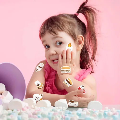 Vista 6 de 1000 calcomanías de malvavisco en 2 rollos con 16 patrones, lindos malvaviscos, calcomanías autoadhesivas motivacionales para niños, maestros