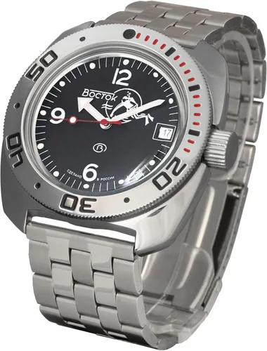Vista 2 de Vostok Amphibian Black Scuba Dude - Reloj de pulsera militar ruso automático #634