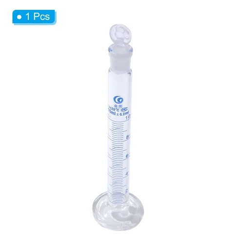 Vista 3 de PATIKIL Cilindro graduado de vidrio de borosilicato 3.3 de 0.3 fl oz con tapón, base hexagonal de alta transparencia, cilindro de medición