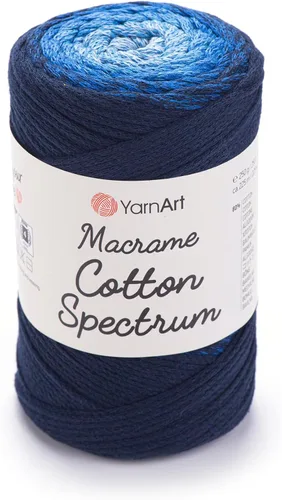 Vista 27 de YarnArt Macramé de Algodón Spectrum – Cuerda Multicolor 80% Algodón – 8.8 oz (250g), 246 yardas (225m) – Cuerda Colorida para Nudos, Tejido 512.2 in