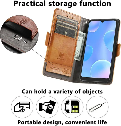 Vista 5 de Funda compatible con Nothing Phone 1, compatible con Nothing Phone One (A063), ranura para tarjetas de piel sintética, cierre magnético, soporte