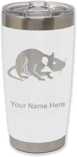 Vista 30 de LaserGram Vaso aislado al vacío de 20 onzas, rata, grabado personalizado incluido (negro)
