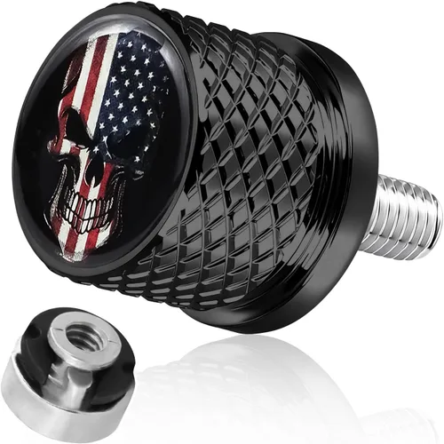 Vista 11 de Tornillo de perno de asiento de guardabarros moleteado inoxidable de 1/4 "-20 roscas compatible con Harley Sportster Dyna Softail Touring CVO Negro