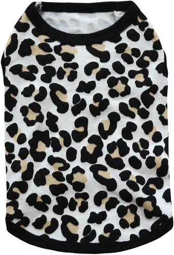 Vista 3 de Ropa para mascotas, camiseta con estampado de leopardo, chaleco de algodón para cachorros, gatos, ropa de primavera y verano, transpirable, sin