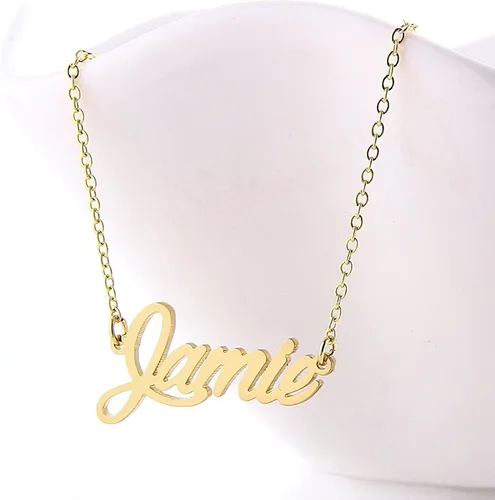 Vista 3 de HUAN XUN - Collar con nombre personalizado en plata dorada