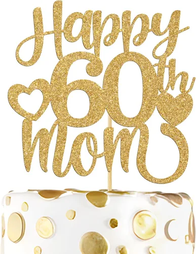 Vista 22 de Decoración para tartas con texto en inglés "Happy 50th Mom", feliz 50 cumpleaños para madre, saludos a 50 años, cumpleaños, aniversario, suministros