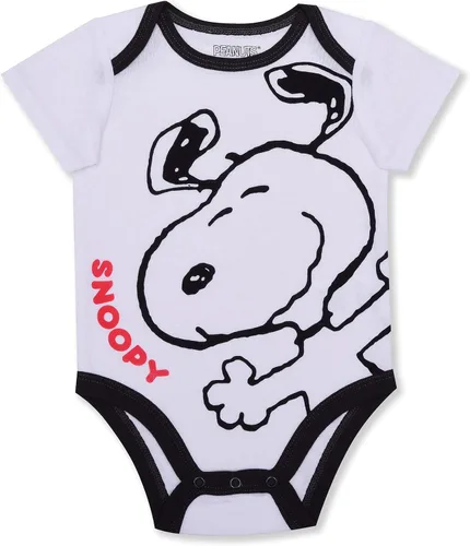 Vista 2 de Peanuts Snoopy Boys Short Sleeve Bodysuit and Jogger Set for Newborn and Infant BlackWhite
