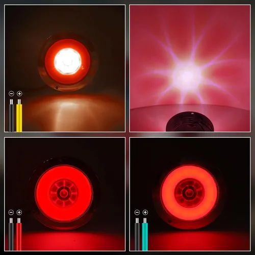 Vista 2 de Luces traseras redondas de 4 pulgadas con 24 luces LED para remolque, luces de respaldo de marcha atrás para remolque, solo CC 24 V, selladas