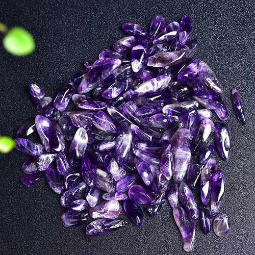 Vista 2 de Piedras trituradas de amatista, piedras trituradas de forma irregular para cristal curativo energético, regalos, reiki, decoración del hogar, buena