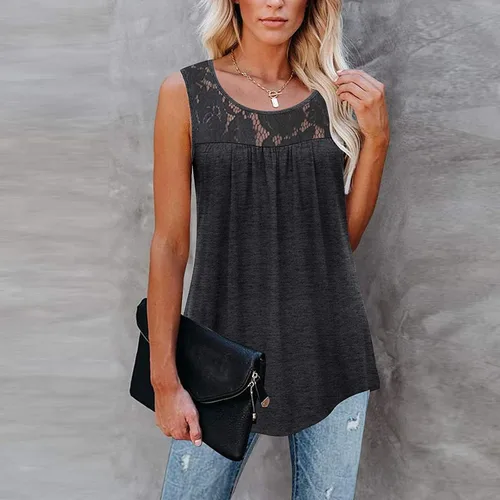 Vista 4 de Aniywn Camiseta sin mangas para mujer, con estampado floral para mujer