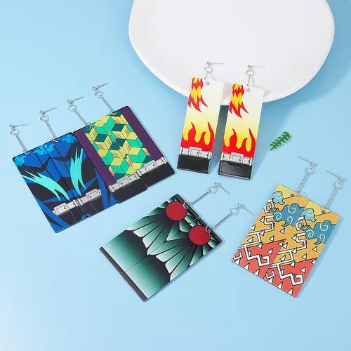 Vista 8 de Tanjiro - Pendientes colgantes para mujer, anime cosplay para hombres, Kimetsu No Yaiba, anime cosplay, regalo de Navidad para niñas, Acrílico, otro