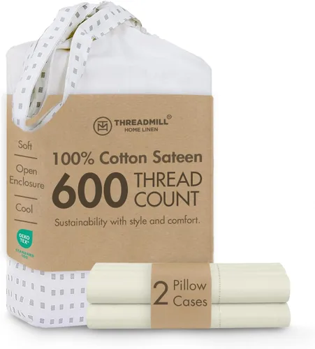 Vista 27 de Threadmill Home Linen Fundas de Almohada Estándar - 100% Algodón Natural 600 Número de Hilos, Juego de 2 Fundas de Almohada Damasco Gris Oscuro