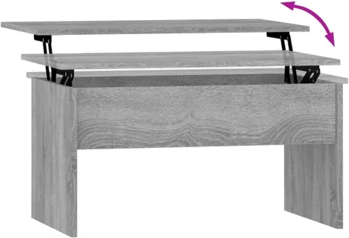 Vista 6 de Mesa auxiliar, mesa de centro grande, mesa de centro estrecha adecuada para sala de estar, oficina, balcón, sala de estar familiar, Sonoma gris