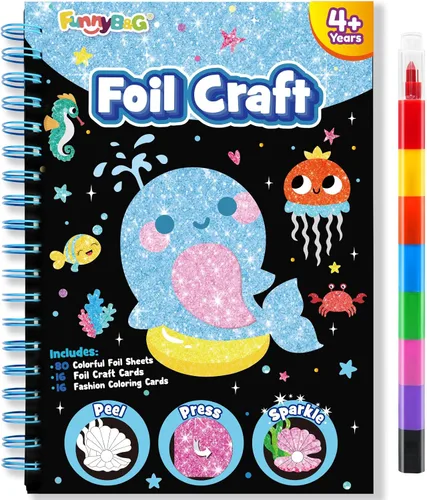 Vista 21 de FUNNYB&G Arte en papel de aluminio para niños - Manualidades de Navidad, regalos de fiesta, rellenos de calcetines para niños, suministros de arte