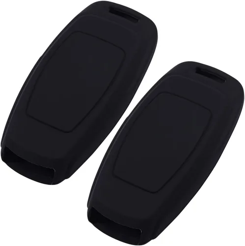 Vista 3 de Funda de silicona para llavero de 3 botones compatible con 2019 2020 A6 E-Tron Audi A6L A8L A6 A7 A8 Q8 (negro negro) Slim silicone fits snugly