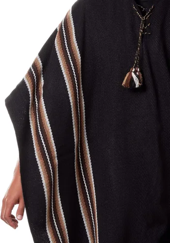 Vista 9 de INTI ALPACA Poncho con capucha de alpaca para hombre, cálido y suave, capa de capa