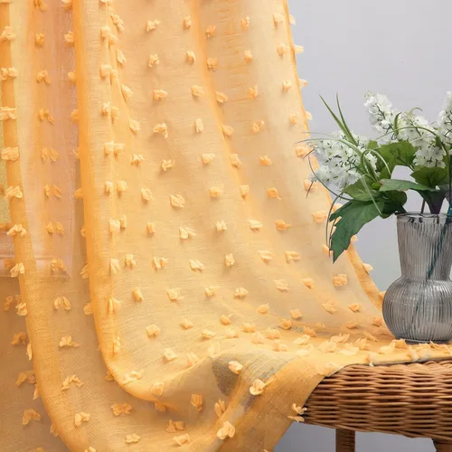Vista 27 de Cortinas negras KOUFALL de 45 pulgadas de largo para ventana de cocina, cortinas transparentes con pompones y textura de encaje bohemio con bolsillo
