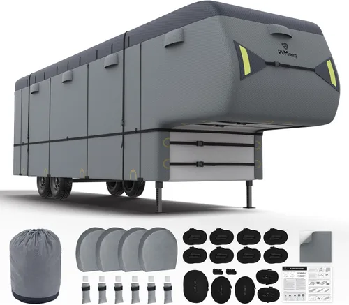 Vista 15 de RVMasking - Funda para remolque de RV de 18 a 20 pies, funda de 7 capas extra gruesa para cámper impermeable y resistente al viento