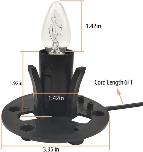 Vista 3 de Himalayan Salt Lamp Cord Replacement with Dimmer Switch, 5 Feet Cords with Base Assembly and 6 E12 Halogen Bulbs