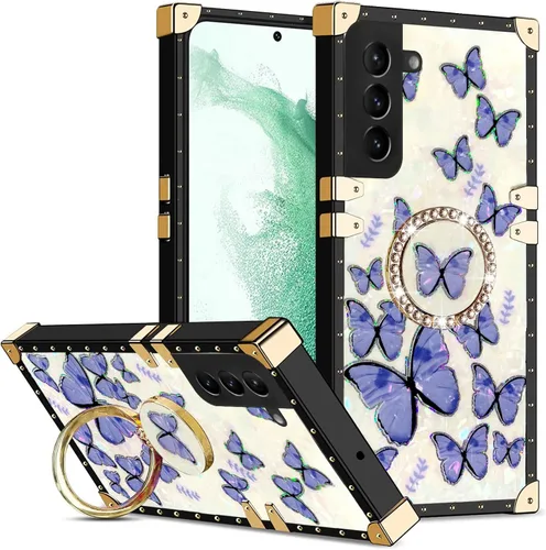 Vista 17 de Funda para S23 Ultra, Galaxy S23 Ultra para mujer, funda a prueba de golpes, TPU retro, elegante, clásica, borde de lujo, protección completa