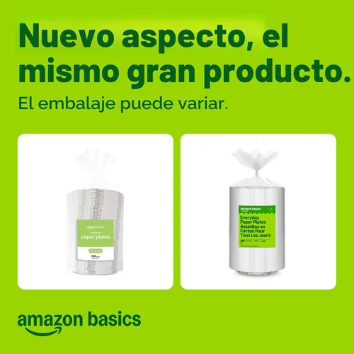 Vista 2 de Amazon Basics Platos de papel para uso diario, 8.62 pulgadas, desechables, 300 unidades, el embalaje puede variar