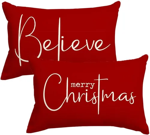 Vista 8 de RABUSOFA Juego de 2 fundas de almohada navideñas de 18 x 18 pulgadas, fundas de almohada decorativas de Navidad, fundas de cojín rojas de Navidad