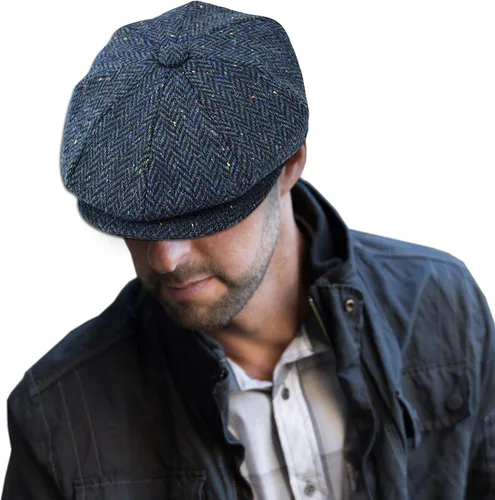 Vista 29 de EPOCH Gorra de lana para hombre, sombrero de golf Applejack de cabbie de tweed de conducción en espiga Nsb1910