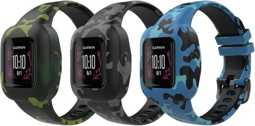 Vista 8 de MoKo Paquete de 2 bandas estampadas compatibles con Garmin Vivofit JR 3 Camuflaje azul y mosaico