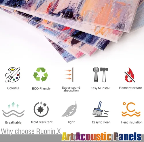 Vista 5 de Paquete de 6 paneles de pared acústicos artísticos decorativos, mejor tratamiento acústico que la espuma, paneles de pared de alta calidad