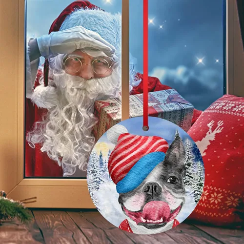 Vista 9 de Bonito adorno de perro travieso y travieso, adorno de Navidad colgante de bulldog francés, adorno de Navidad 2023 para árbol de Navidad, decoración