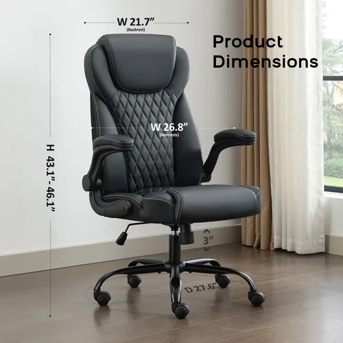 Vista 2 de amseatec Silla de oficina grande y alta, abatible, silla de escritorio