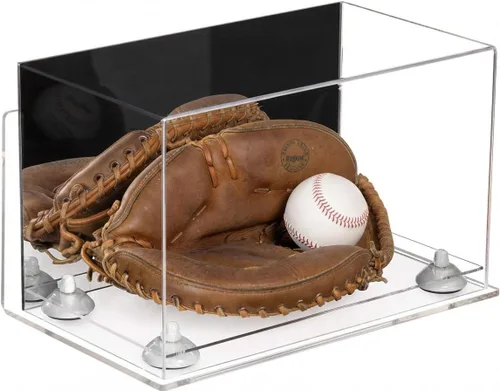 Vista 36 de Better Display Cases Vitrina de guantes de béisbol de acrílico transparente con elevadores negros (A011/V16)
