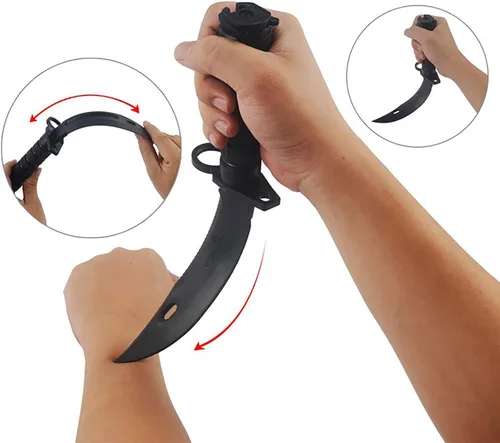 Vista 4 de TIETHEKNOT Cuchillo táctico de goma de plástico con funda para entrenamiento militar, adecuado para armas blandas, armas de fuego, artes marciales